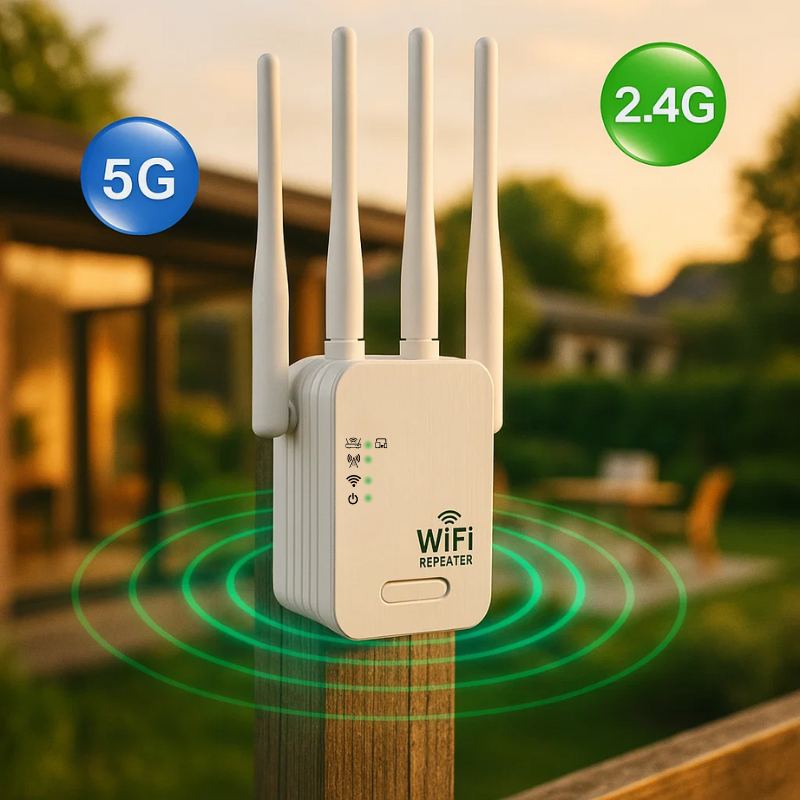 Potenciador definitivo de alcance WiFi para uso exterior con repetidor de doble banda