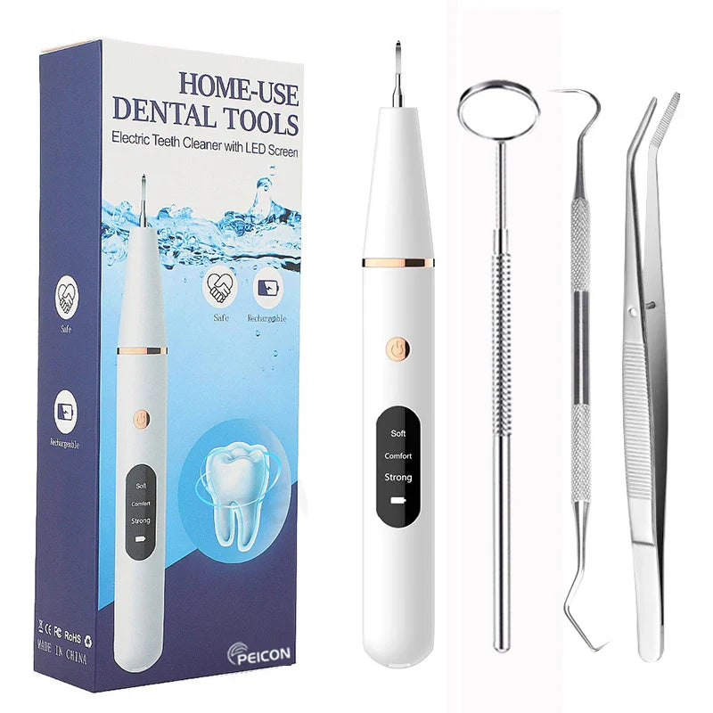 Limpiador ultrasónico recargable para dientes con mango ergonómico para el cuidado oral en casa