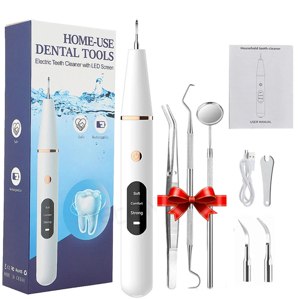 Limpiador ultrasónico recargable para dientes con mango ergonómico para el cuidado oral en casa