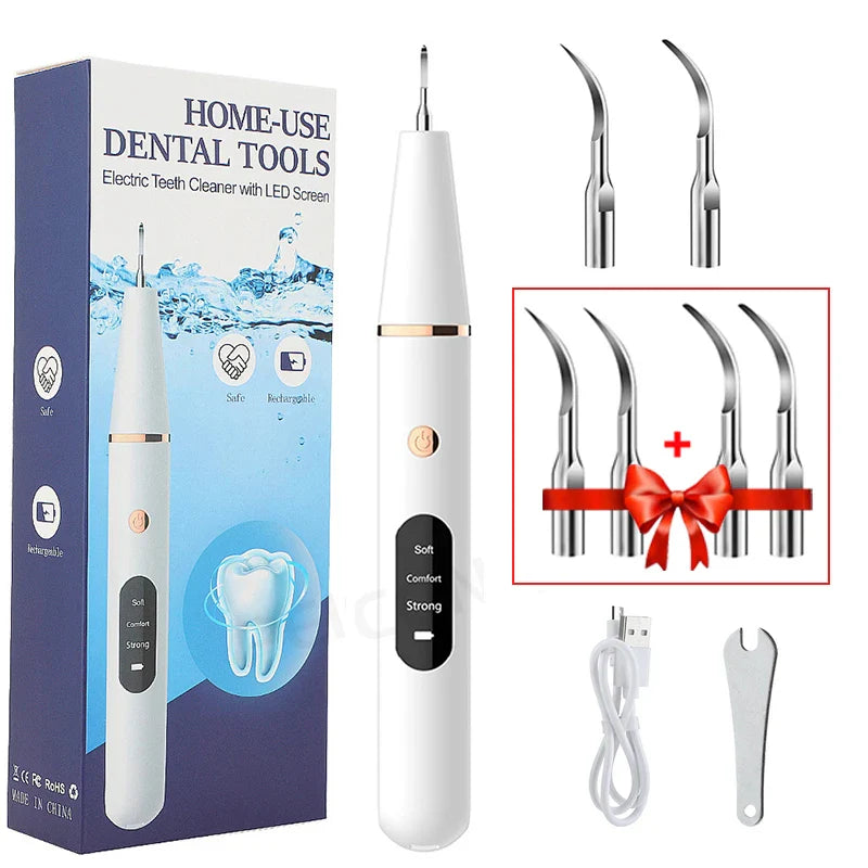 Limpiador ultrasónico recargable para dientes con mango ergonómico para el cuidado oral en casa