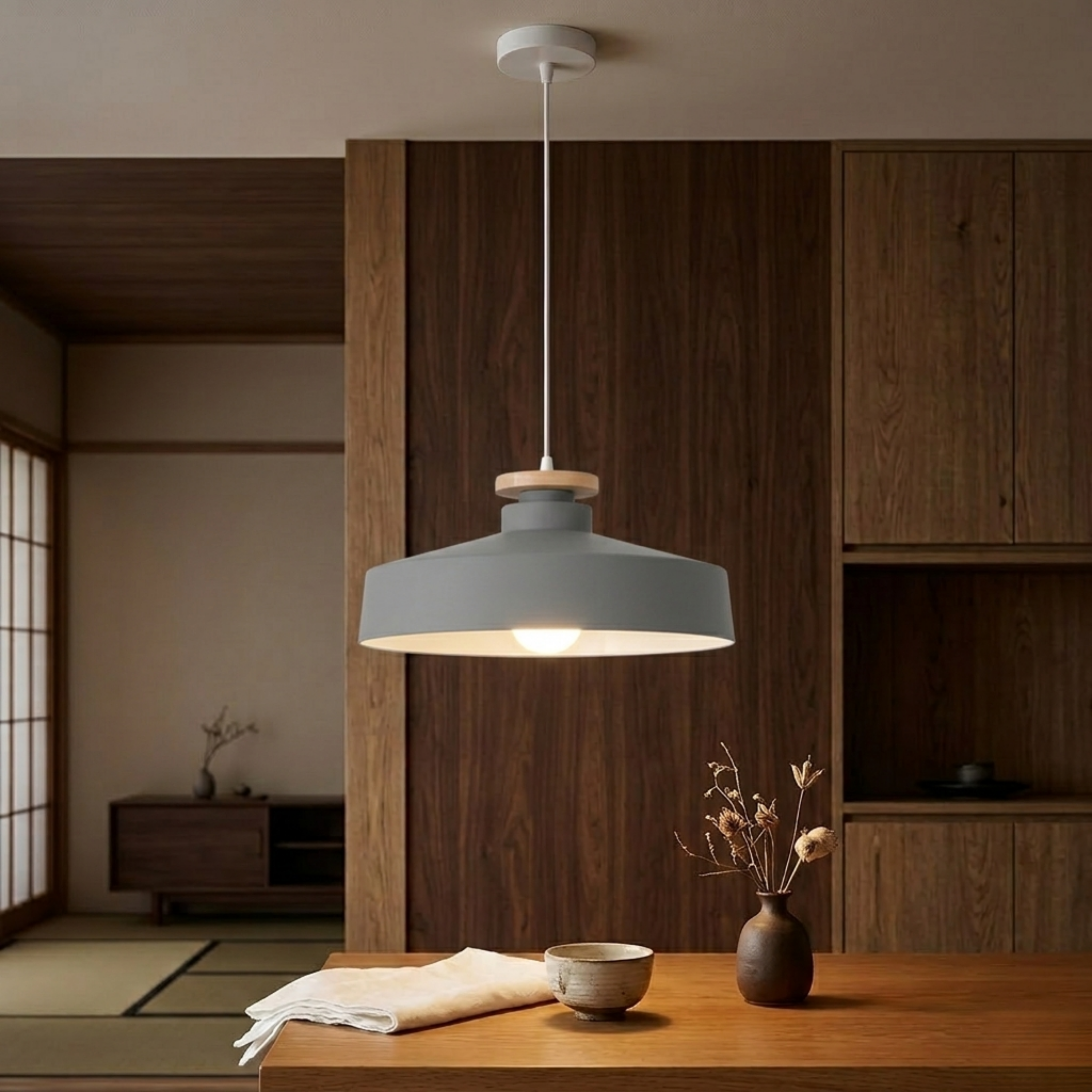 Scandinavian Wooden Pendant Light Natural Wood Ceiling Lamp for Living Room and Kitchen | Ormexis