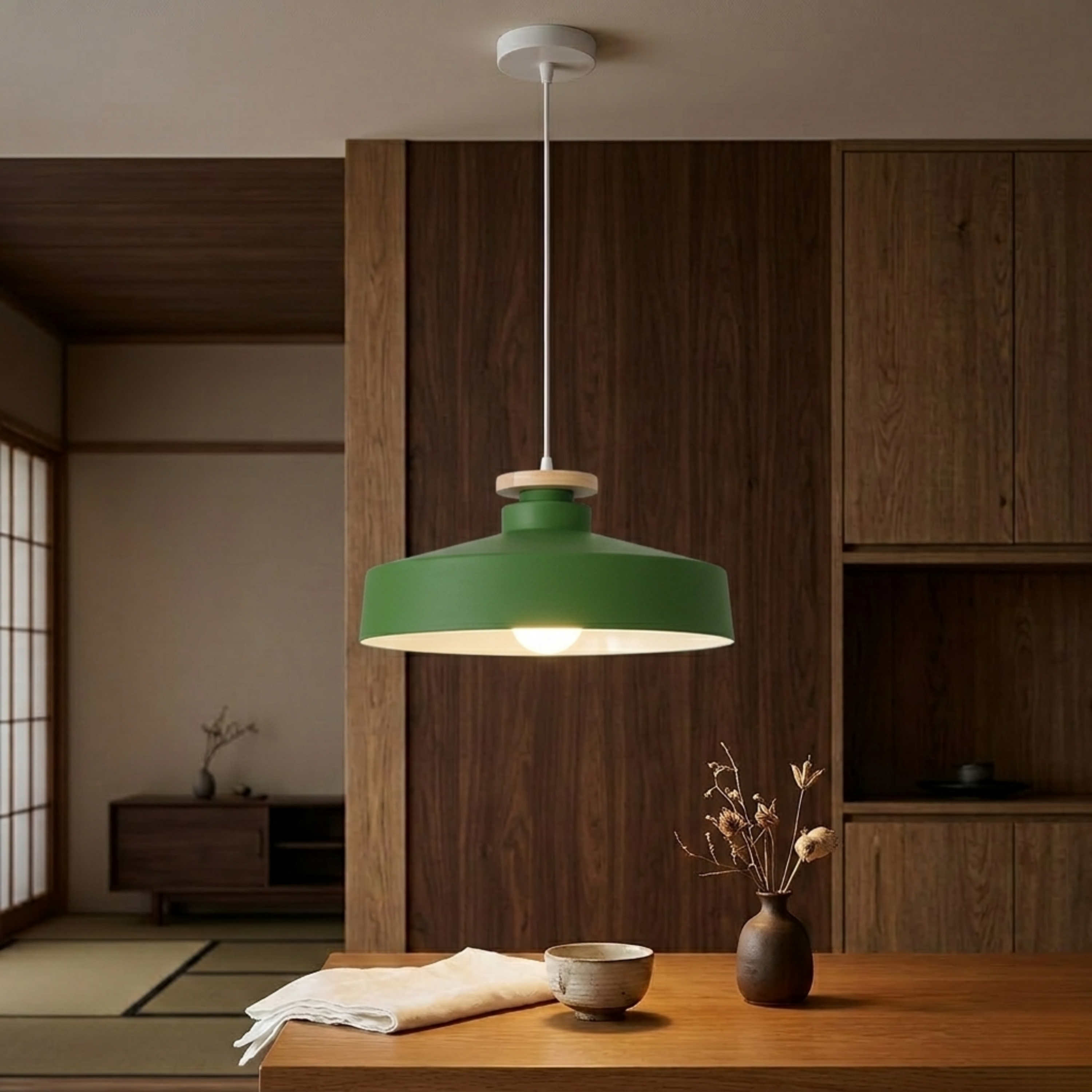 Scandinavian Wooden Pendant Light Natural Wood Ceiling Lamp for Living Room and Kitchen | Ormexis