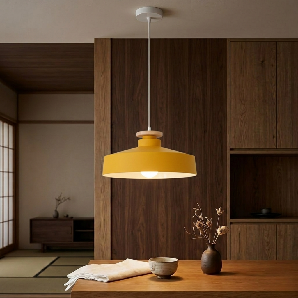 Scandinavian Wooden Pendant Light Natural Wood Ceiling Lamp for Living Room and Kitchen | Ormexis