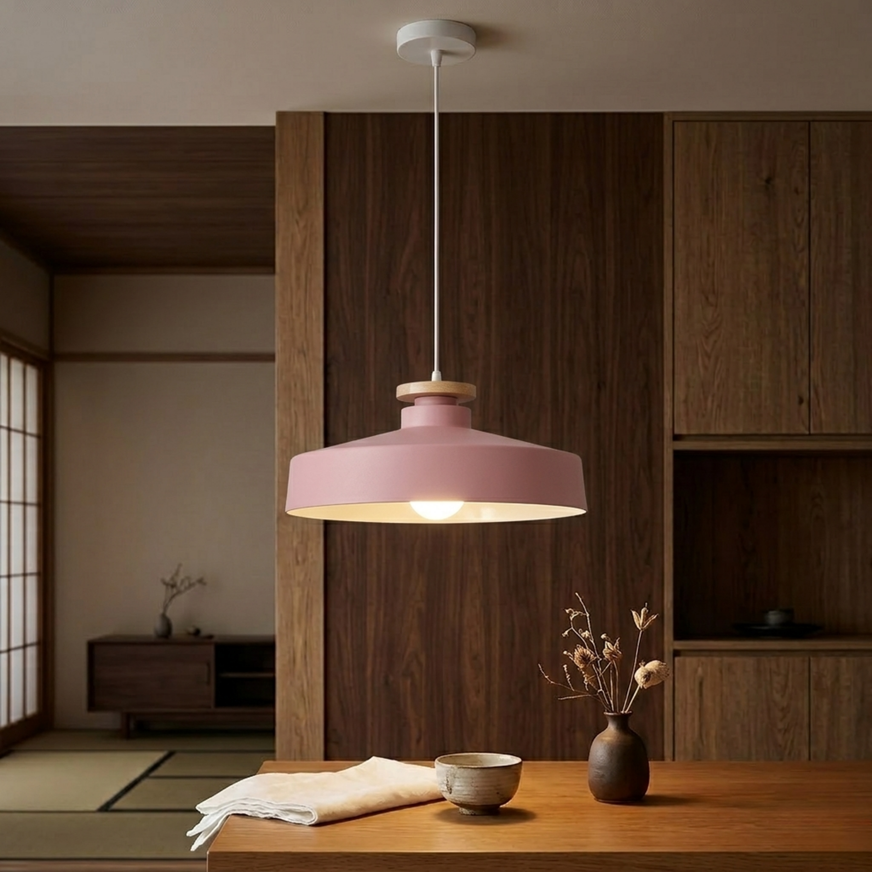 Scandinavian Wooden Pendant Light Natural Wood Ceiling Lamp for Living Room and Kitchen | Ormexis
