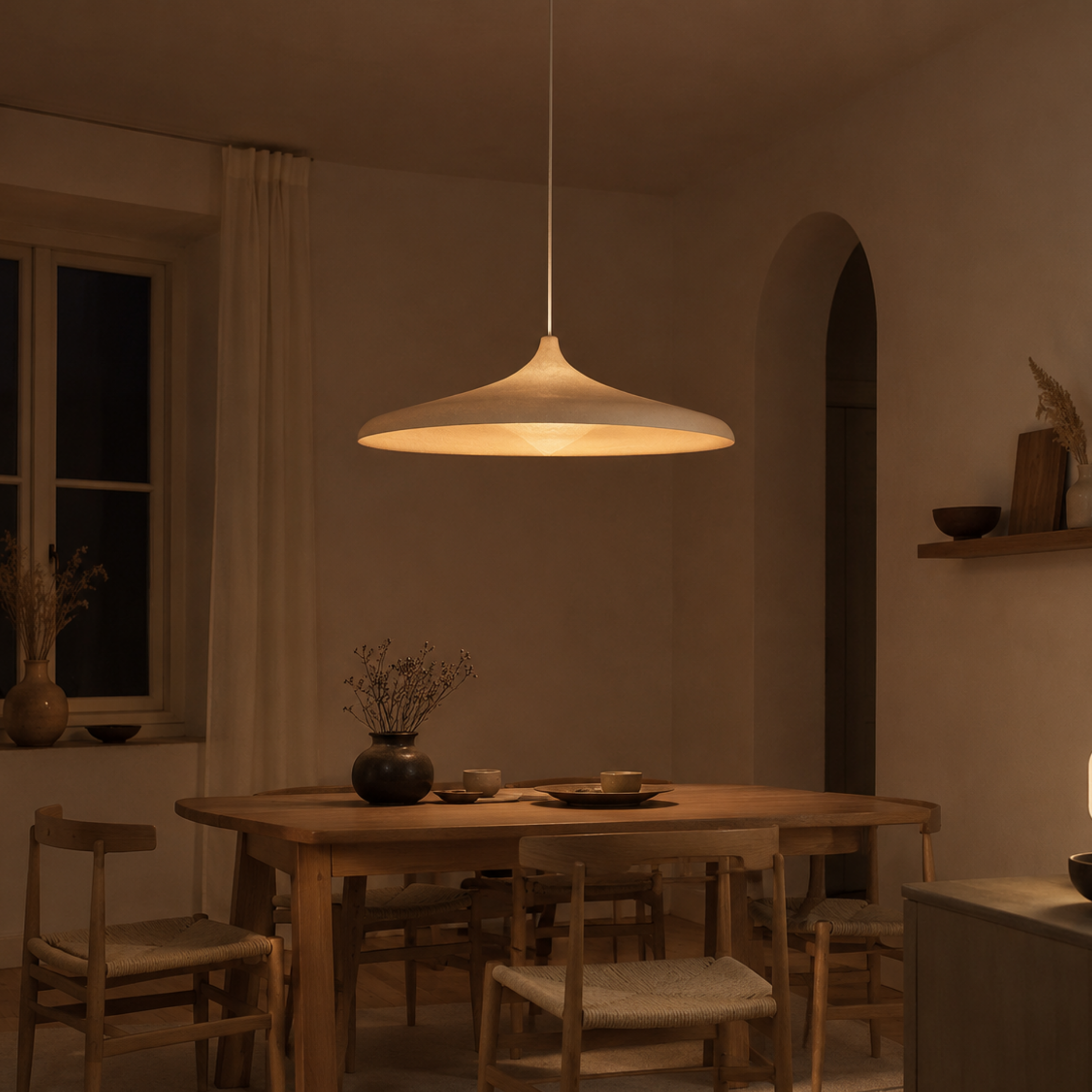 Japansk Wabi-Sabi-papirpendellampe med LED | Ormexis