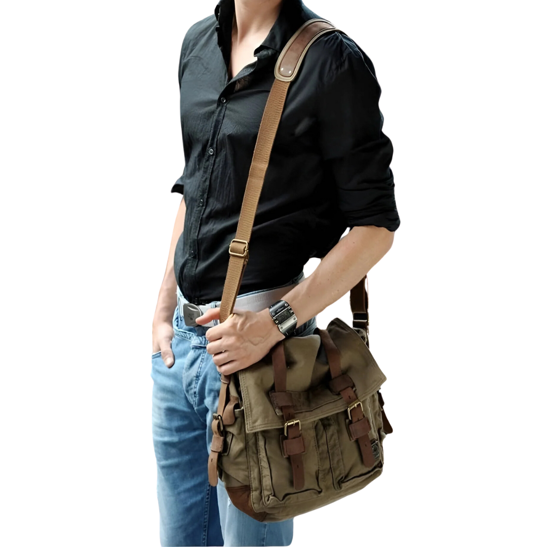 Bolso bandolera de lona para hombre UrbanTrail con correa ajustable para uso diario y aventuras