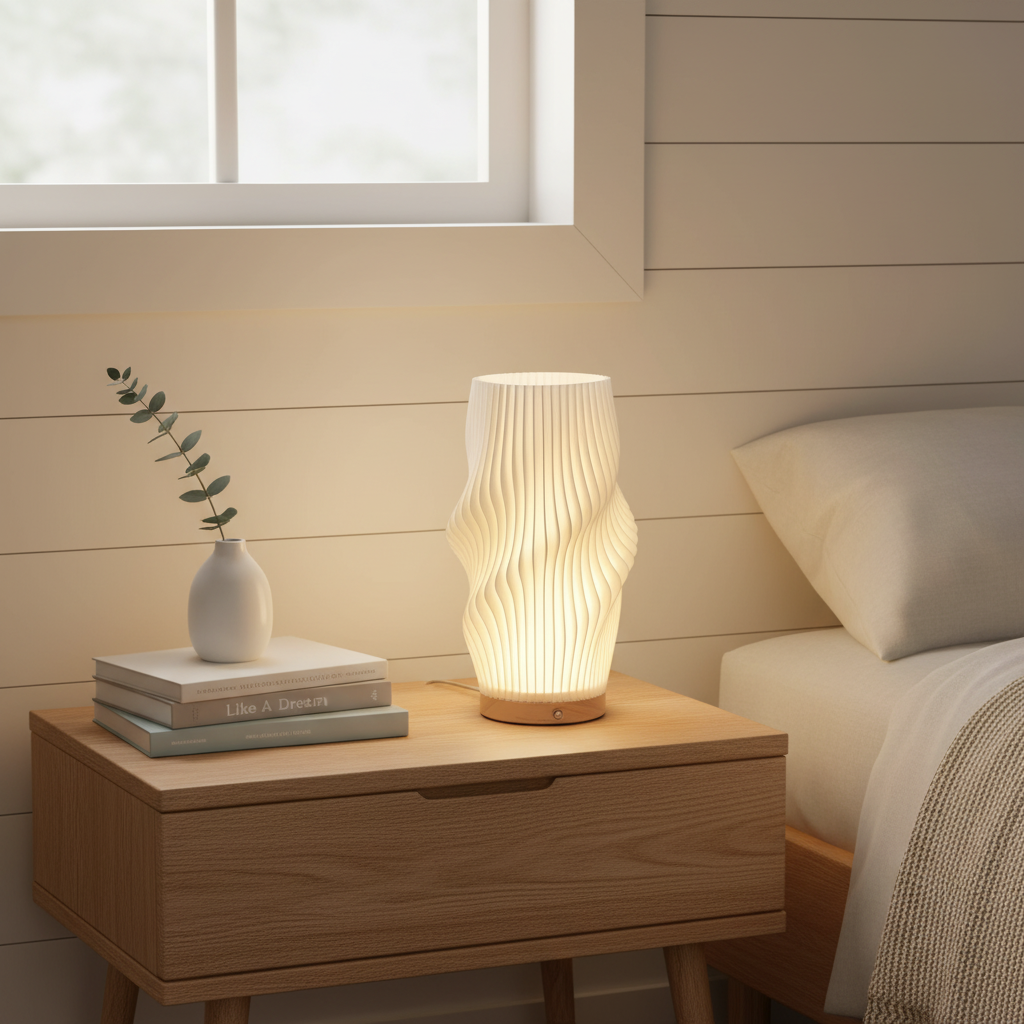 Stolní lampa Velo s LED, tvarovaným designem a teplým ambientním světlem