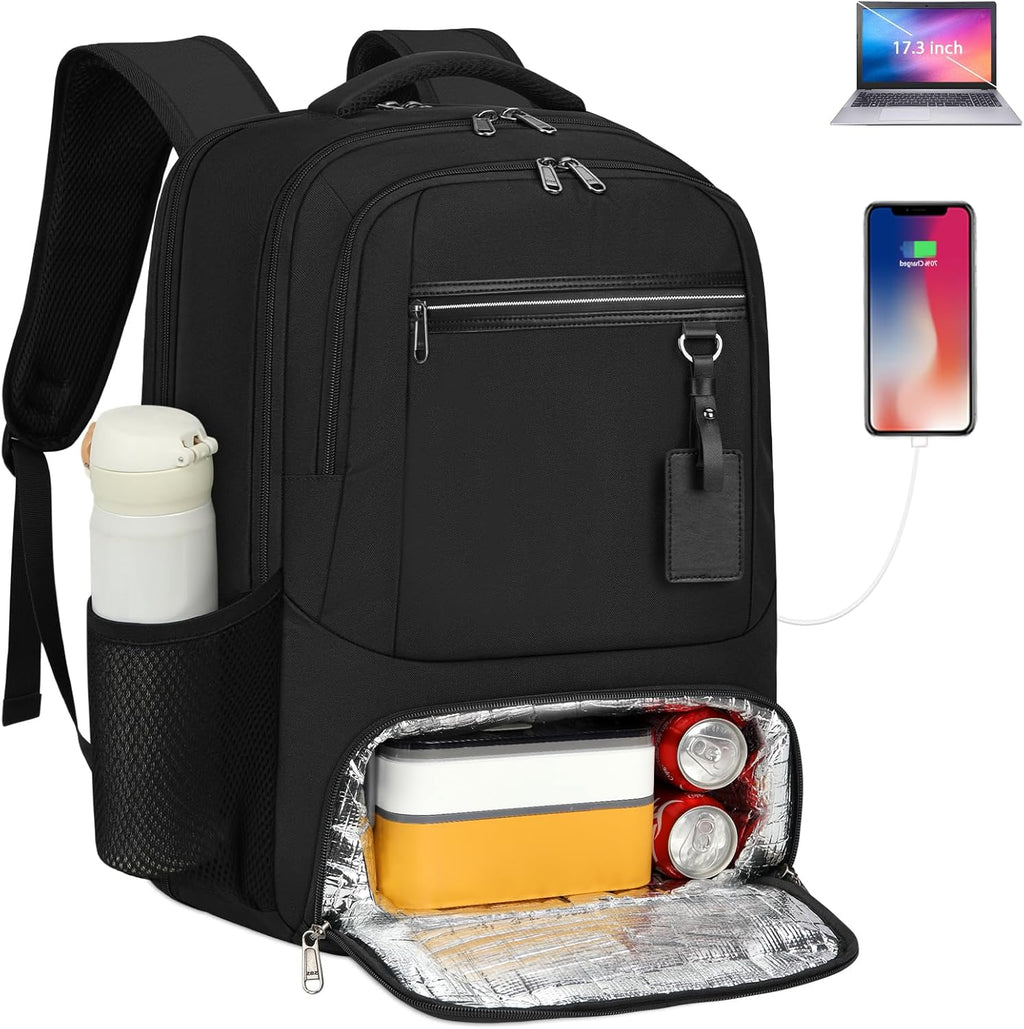 Zaino impermeabile per laptop e pranzo con porta USB per ricarica, ideale per viaggi e lavoro