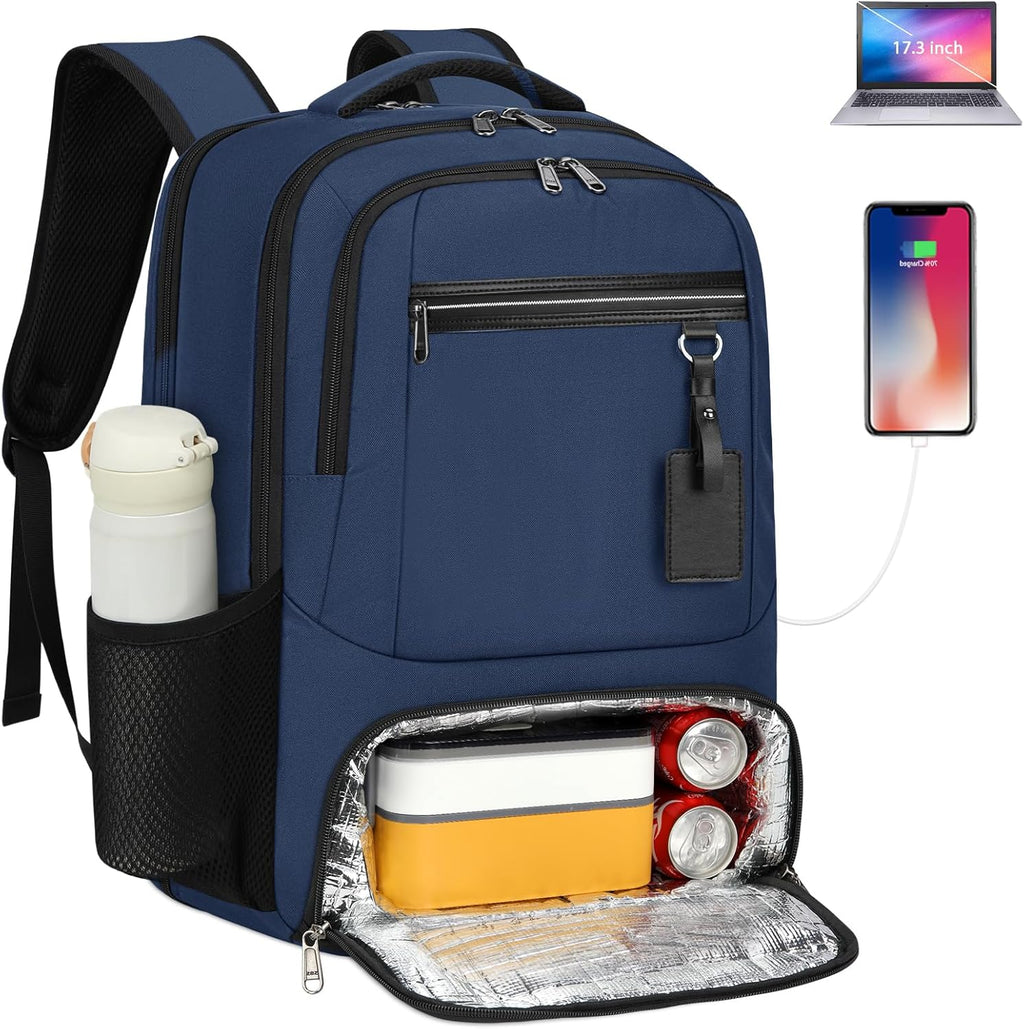 Zaino impermeabile per laptop e pranzo con porta USB per ricarica, ideale per viaggi e lavoro