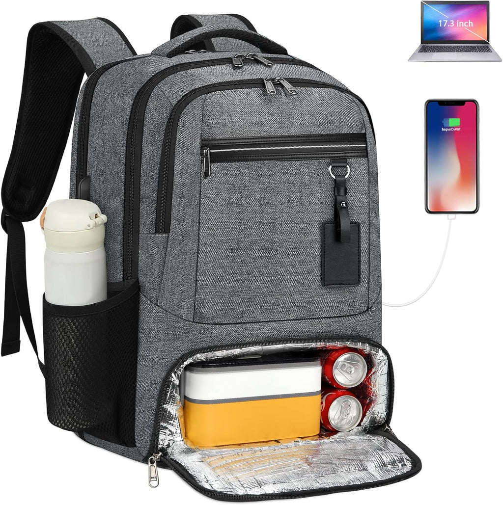 Zaino impermeabile per laptop e pranzo con porta USB per ricarica, ideale per viaggi e lavoro