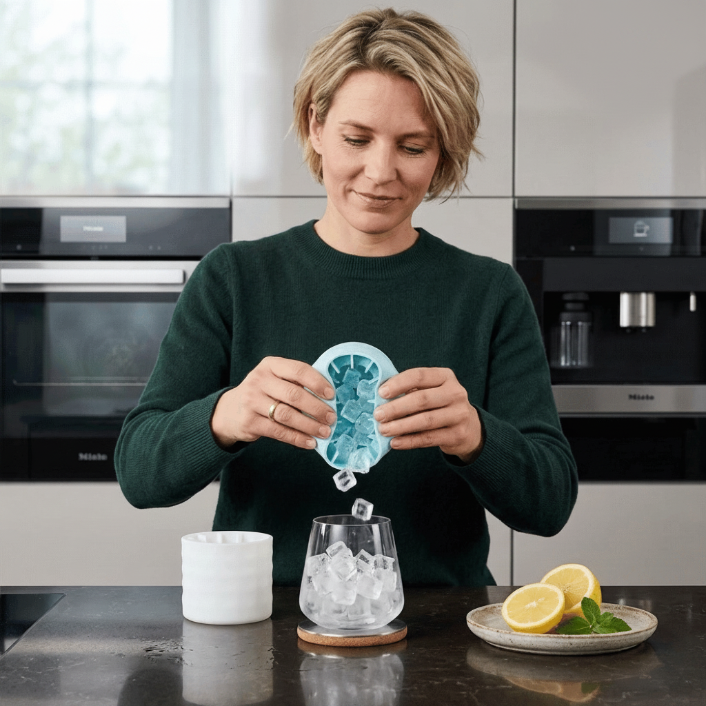 Silikon-Eisform mit Deckel und stapelbarem Design für einfaches Eiswürfeln