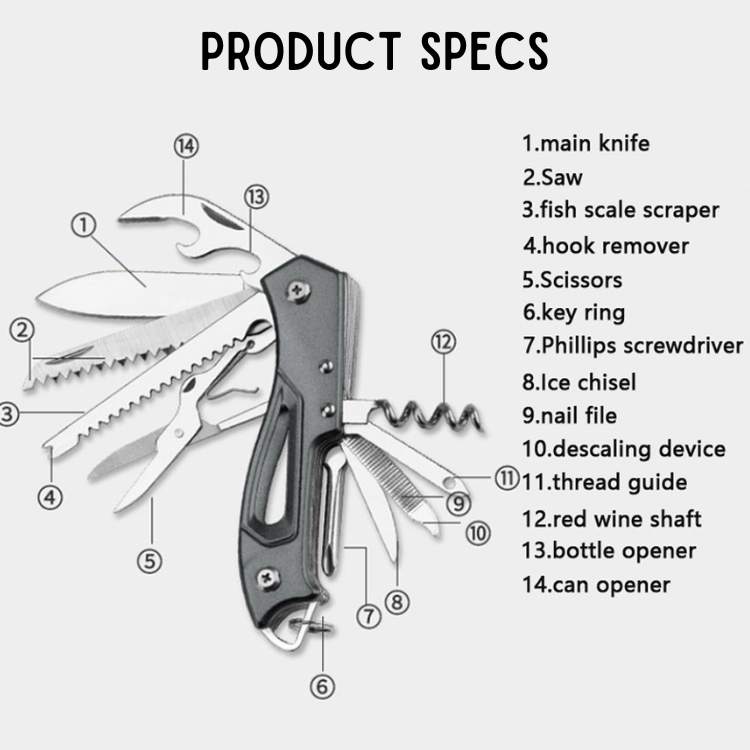 Versatile Swiss Knife Slim Stainless Steel Multi Tool For Outdoor Adventures