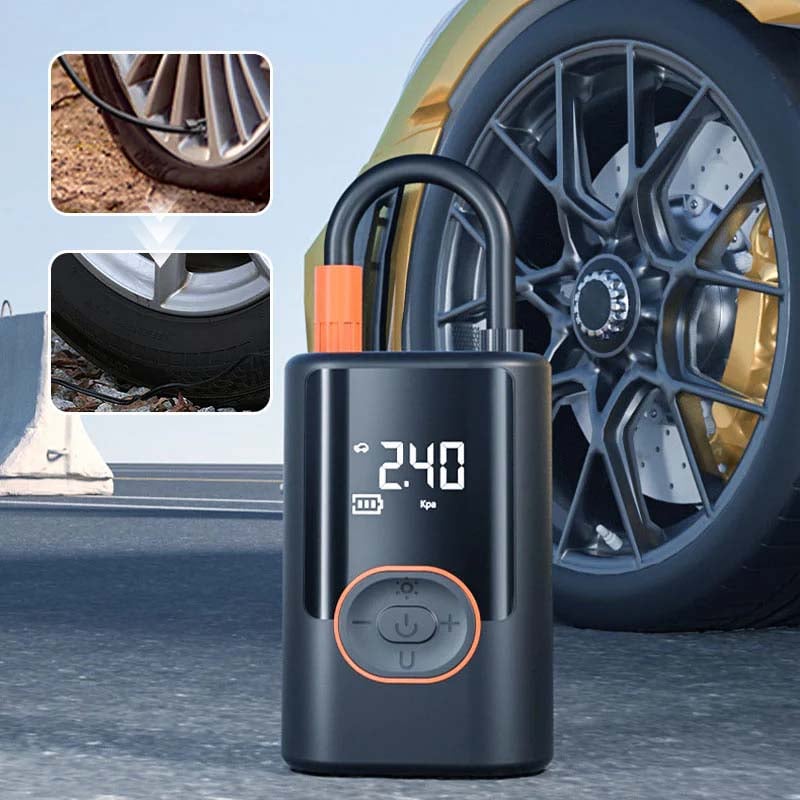 Renkaan pumppu LCD-näytöllä ja LED-valolla, kannettava täyttölaite autoille ja polkupyörille