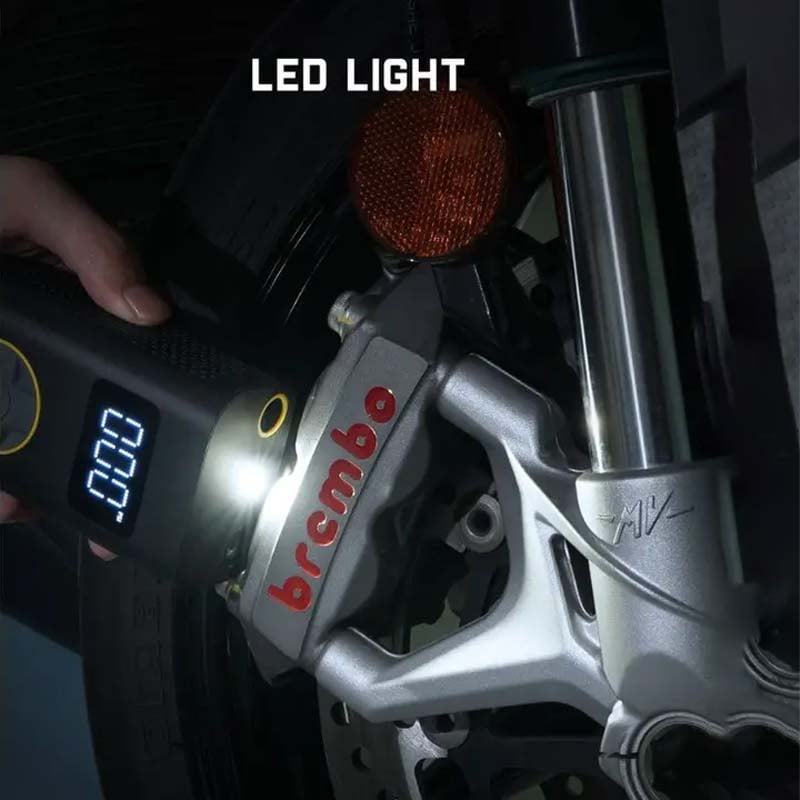 Renkaan pumppu LCD-näytöllä ja LED-valolla, kannettava täyttölaite autoille ja polkupyörille