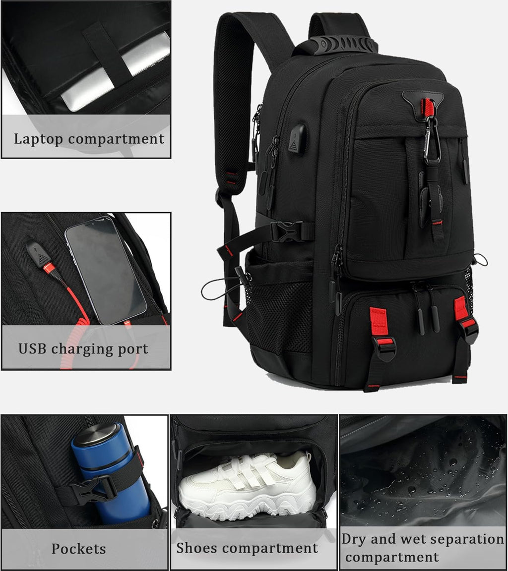 60L vandtæt rejserygsæk til bærbar med USB-port til sikker organisering