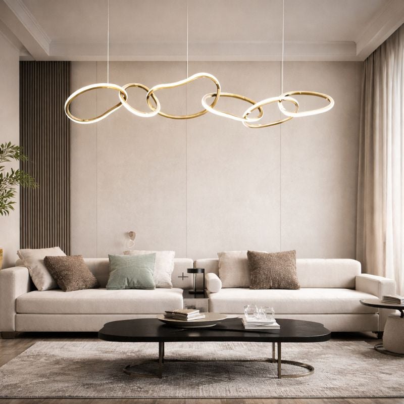 Veslira Oval Floating LED Chandelier For Modern Living Rooms