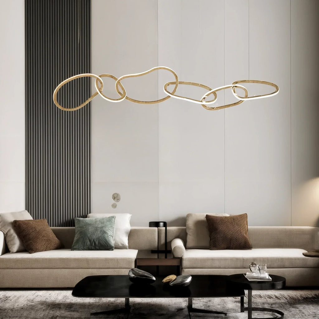 Veslira Oval Floating LED Chandelier For Modern Living Rooms