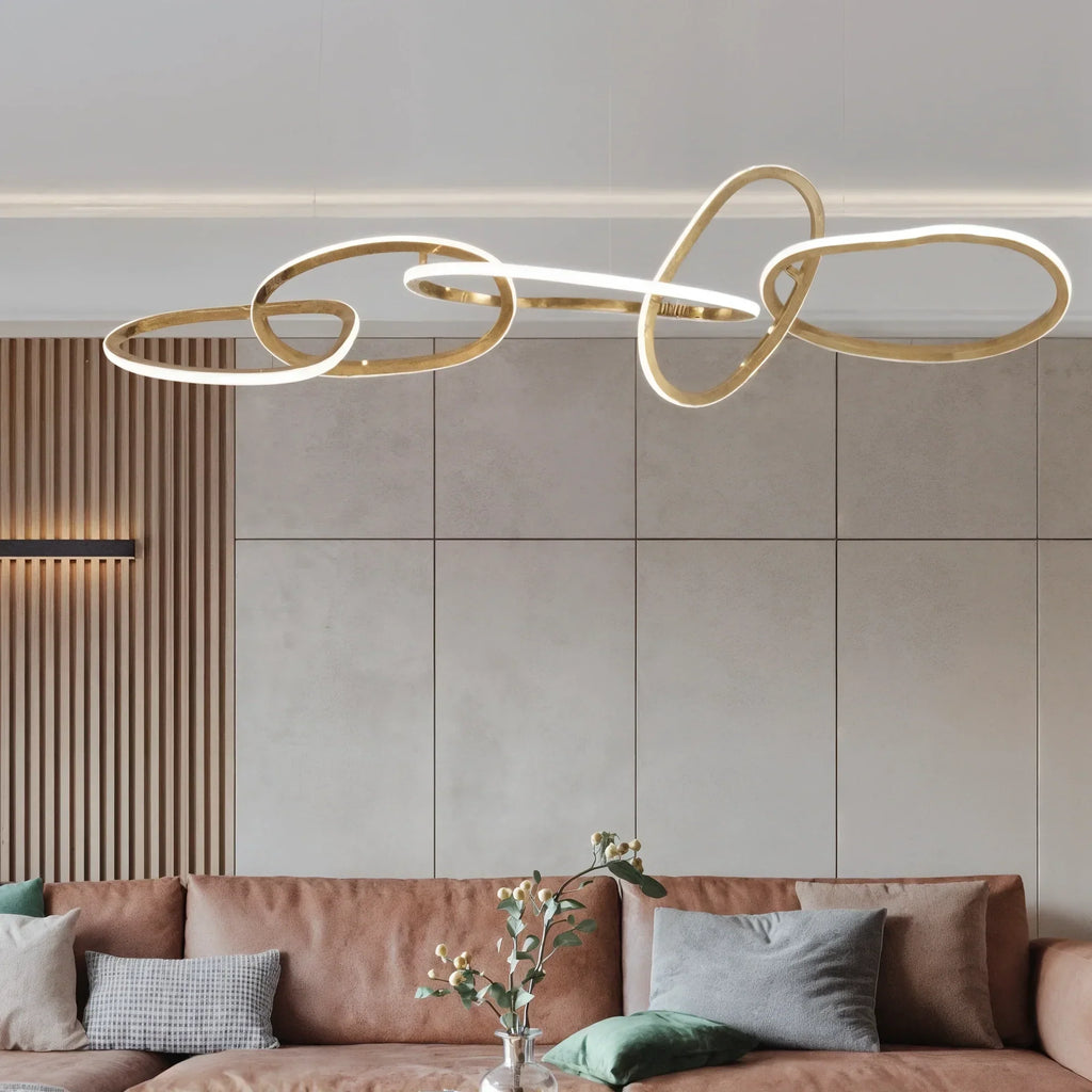 Veslira Oval Floating LED Chandelier For Modern Living Rooms