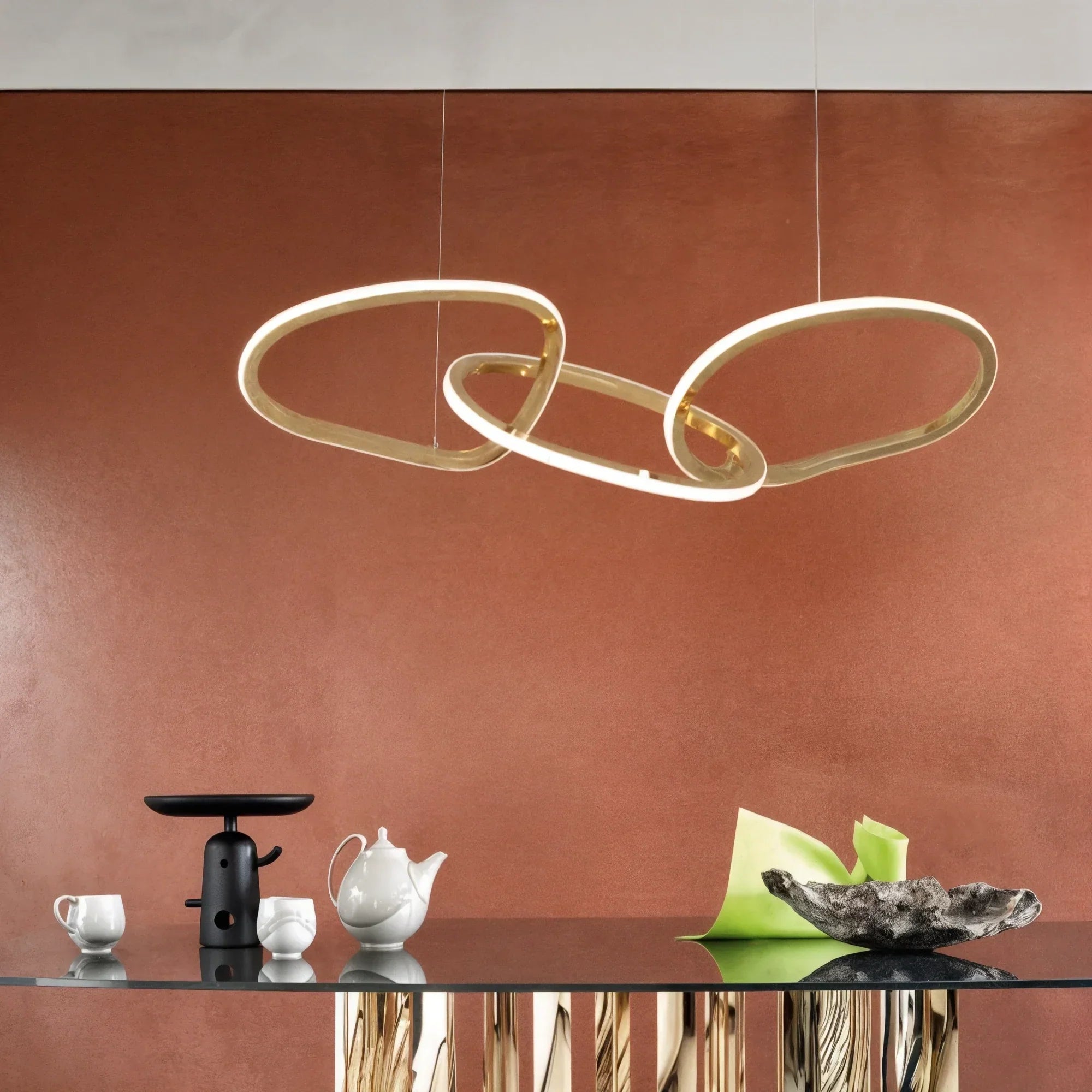 Veslira Oval Floating LED Chandelier For Modern Living Rooms
