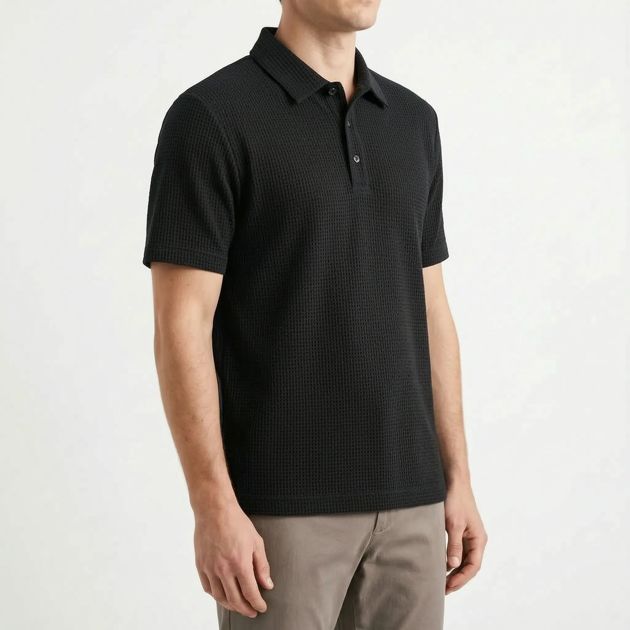 Polo da Uomo in Maglia Testurizzata - Abbigliamento Casual per Ufficio - Ormexis