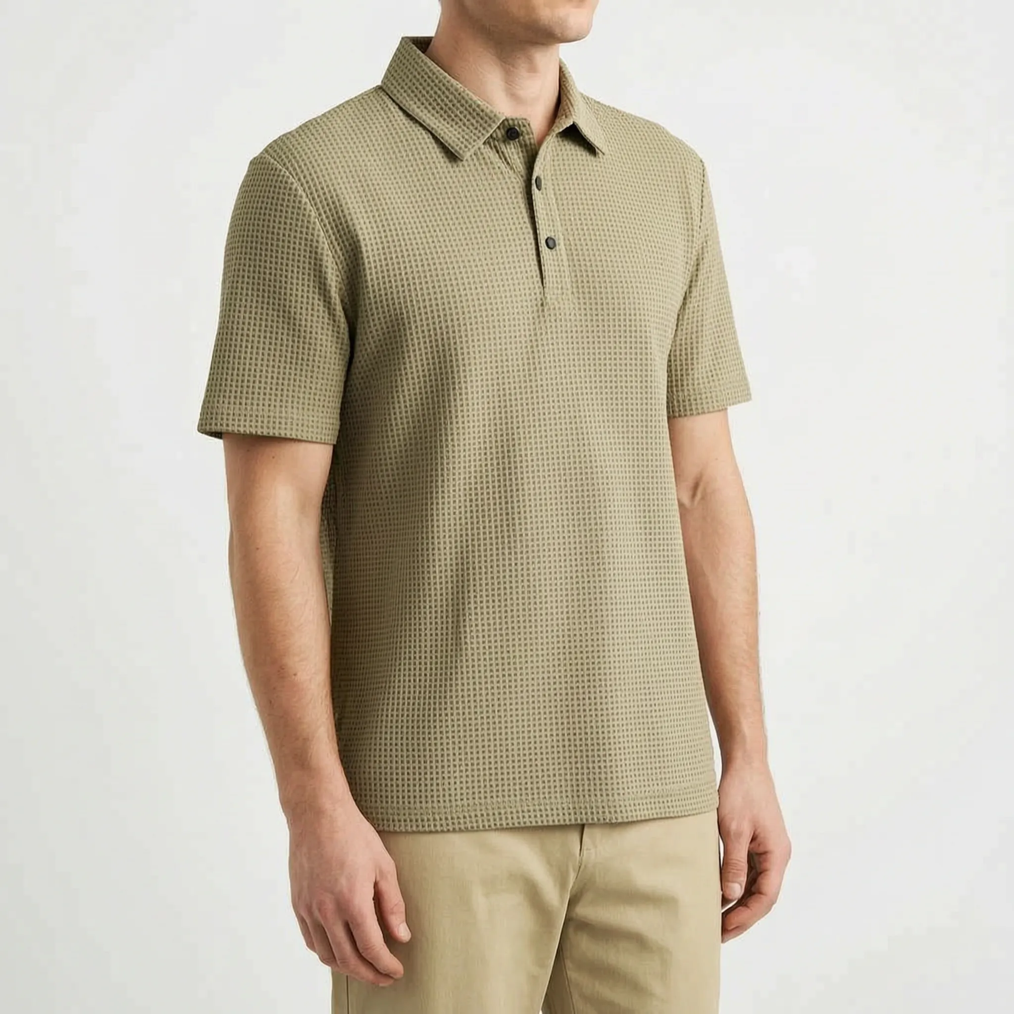 Polo da Uomo in Maglia Testurizzata - Abbigliamento Casual per Ufficio - Ormexis
