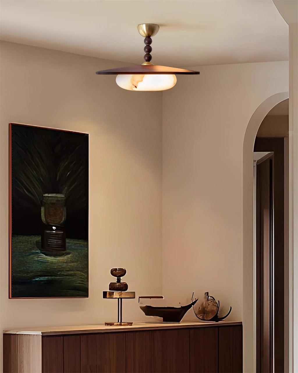 Mid-century-taklampa med marmorring | Ormexis