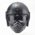 Vintage Open Face Motorcycle Helmet With Detachable Goggles And Mask