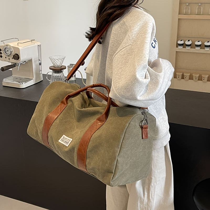 Vintage Washed Duffel Bag For Travel Or Gym With Spacious Interior And Durable Build