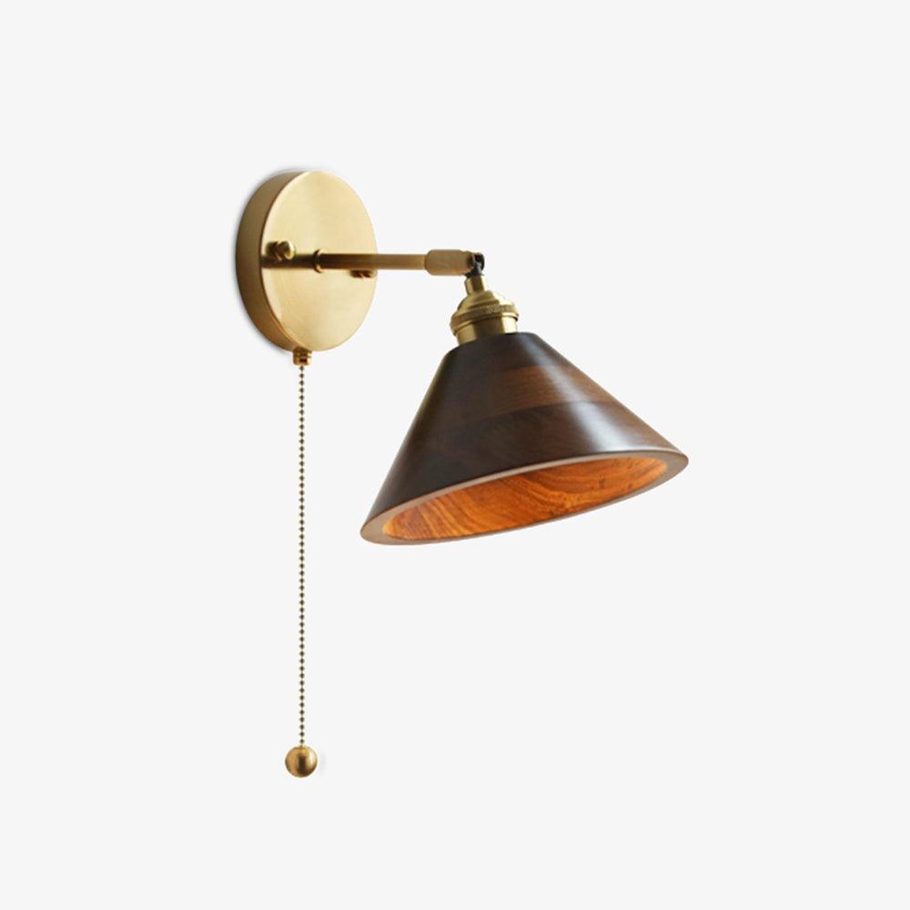 Vintage Wood Wall Lamp Brass Walnut Sconce Light | Ormexis