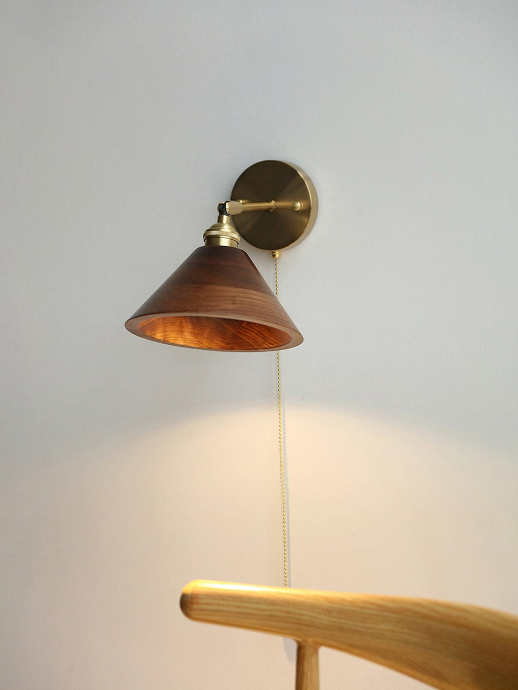 Vintage Wood Wall Lamp Brass Walnut Sconce Light | Ormexis