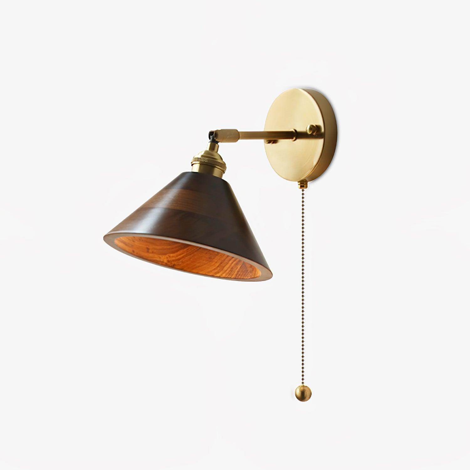 Vintage Wood Wall Lamp Brass Walnut Sconce Light | Ormexis