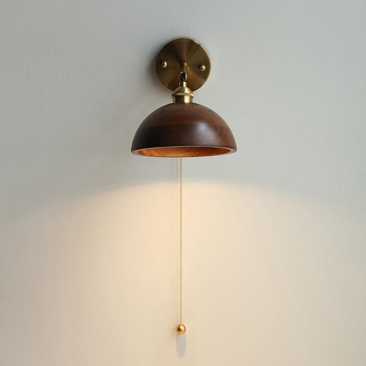 Vintage Wood Wall Lamp Brass Walnut Sconce Light | Ormexis