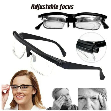 VisionFlex briller med justerbar fokus og tilpasselige linser til nær- og fjernsyn.