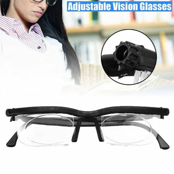 VisionFlex briller med justerbar fokus og tilpasselige linser til nær- og fjernsyn.