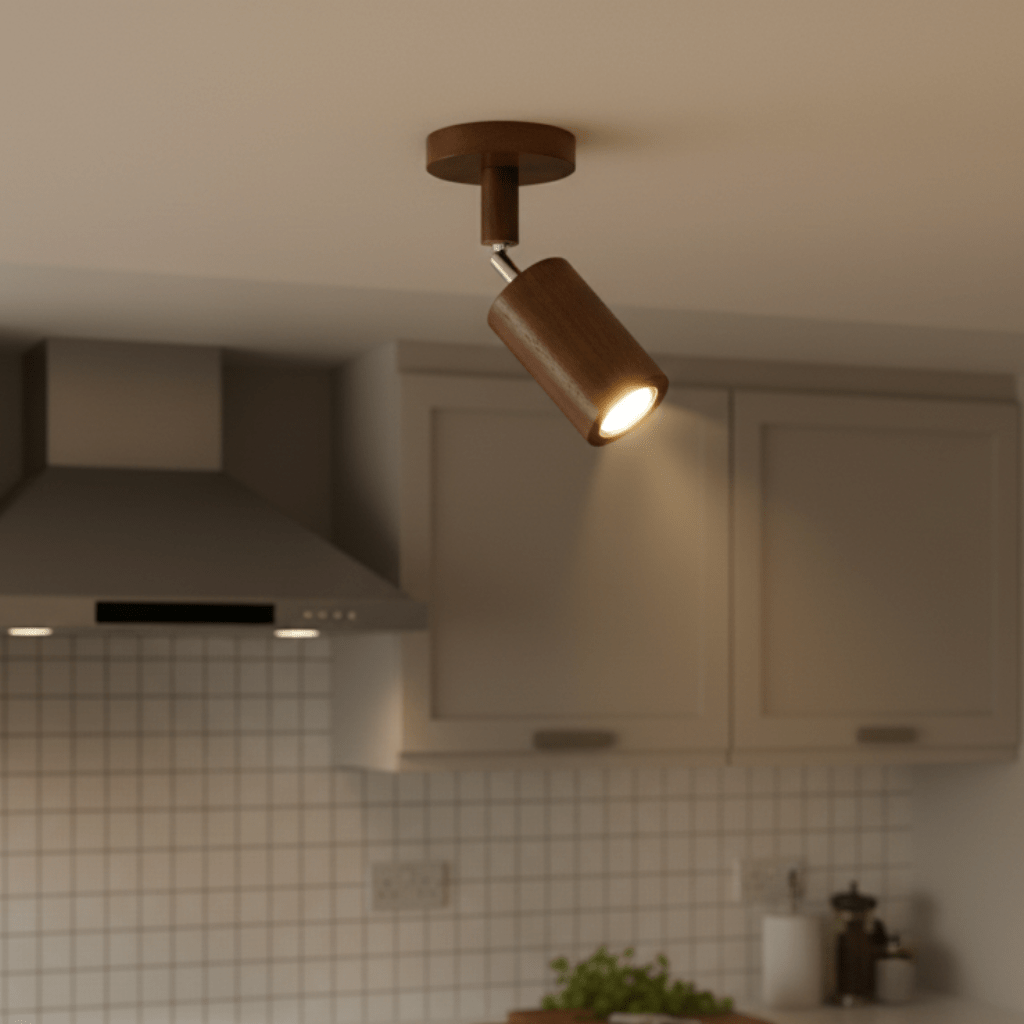 NovaLume verstellbare Holz-Deckenlampe mit LED für modernes Wohnen