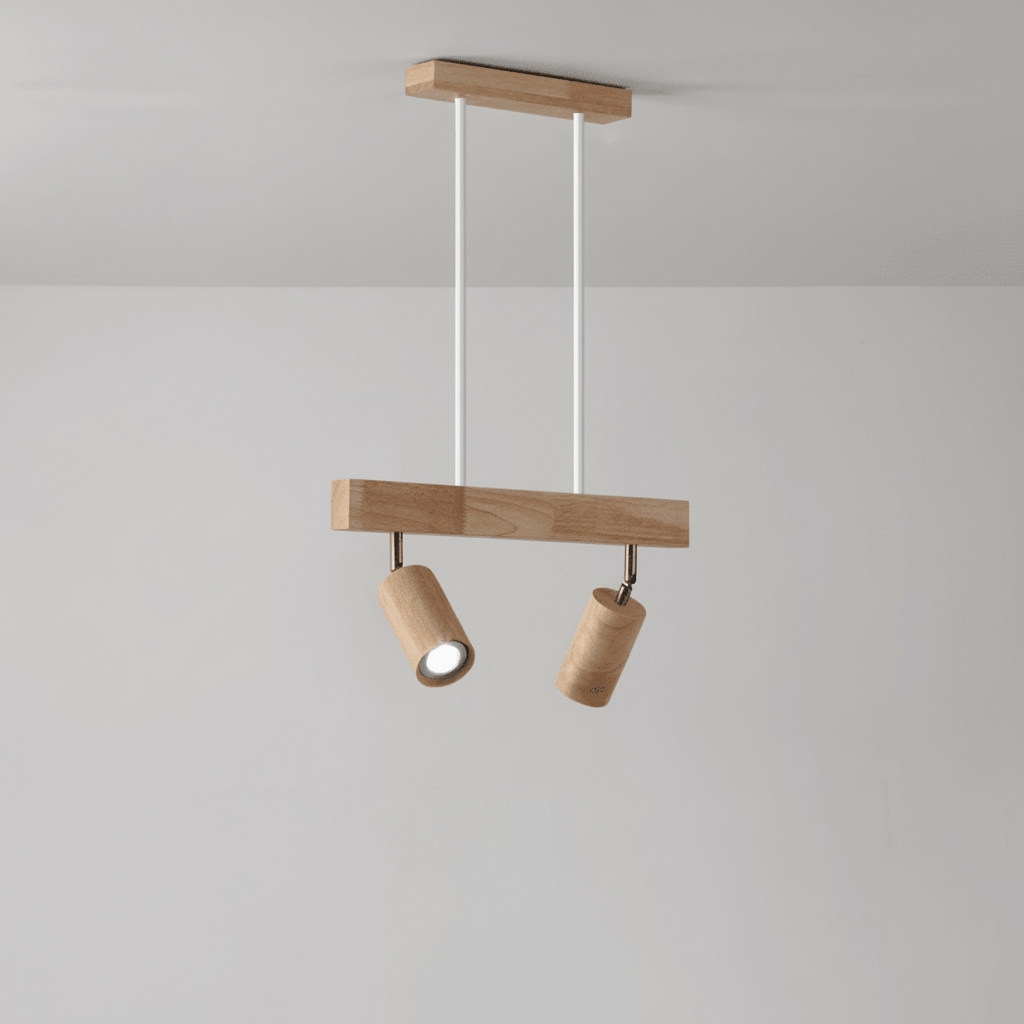 NovaLume verstellbare Holz-Deckenlampe mit LED für modernes Wohnen