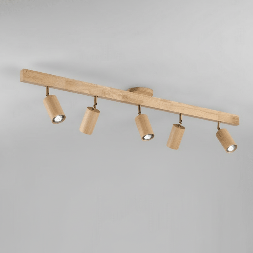 NovaLume verstellbare Holz-Deckenlampe mit LED für modernes Wohnen
