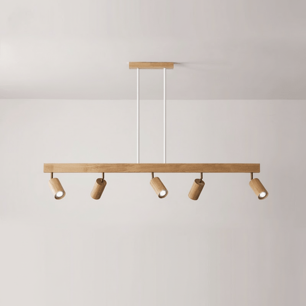 NovaLume verstellbare Holz-Deckenlampe mit LED für modernes Wohnen
