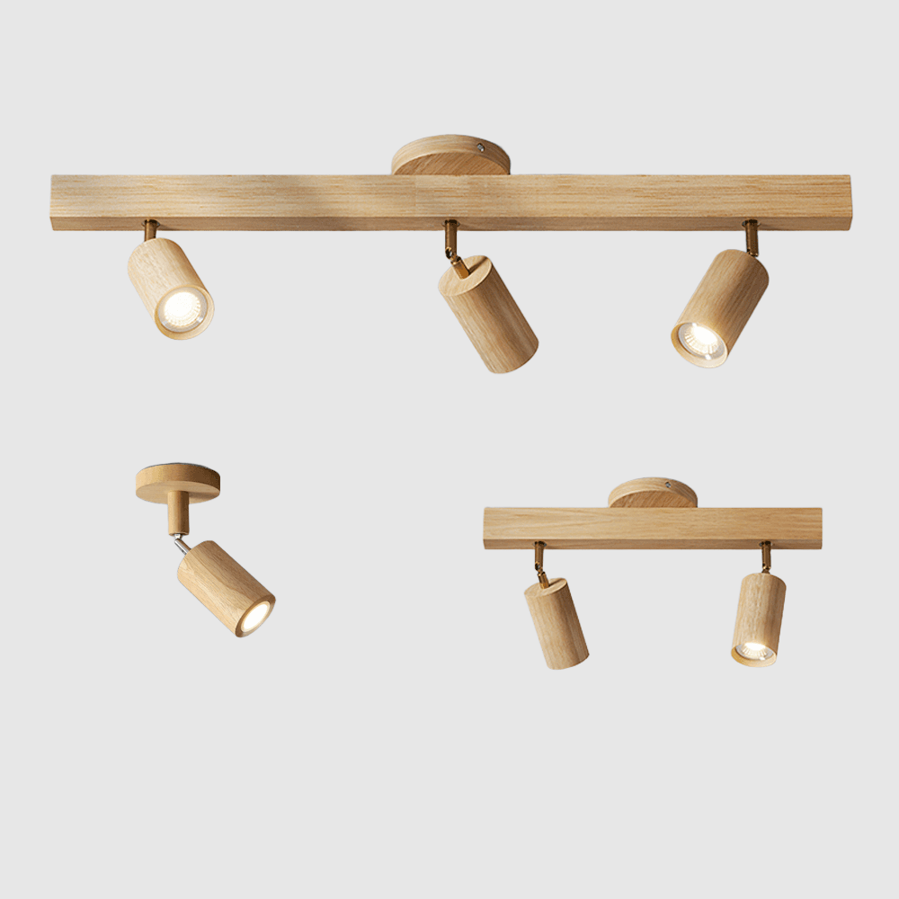 NovaLume verstellbare Holz-Deckenlampe mit LED für modernes Wohnen