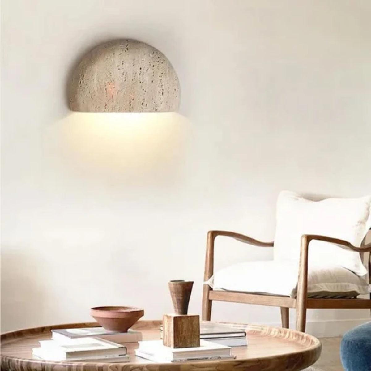 Falra szerelhető retro Wabi Sabi fali lámpa félhold alakú dizájnnal | Ormexis