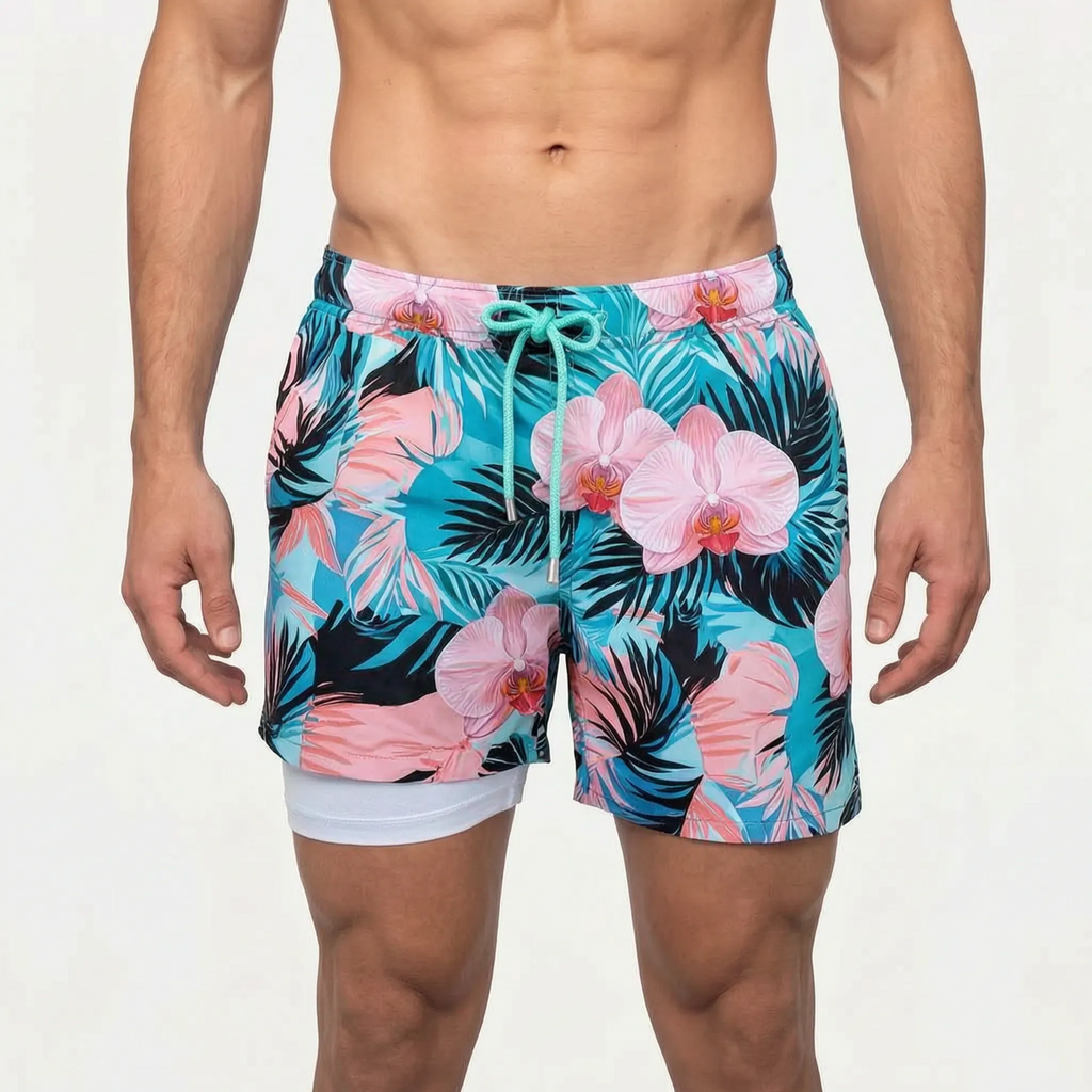 Men's Lined Swim Shorts -  Beach Holidays - Ormexis
