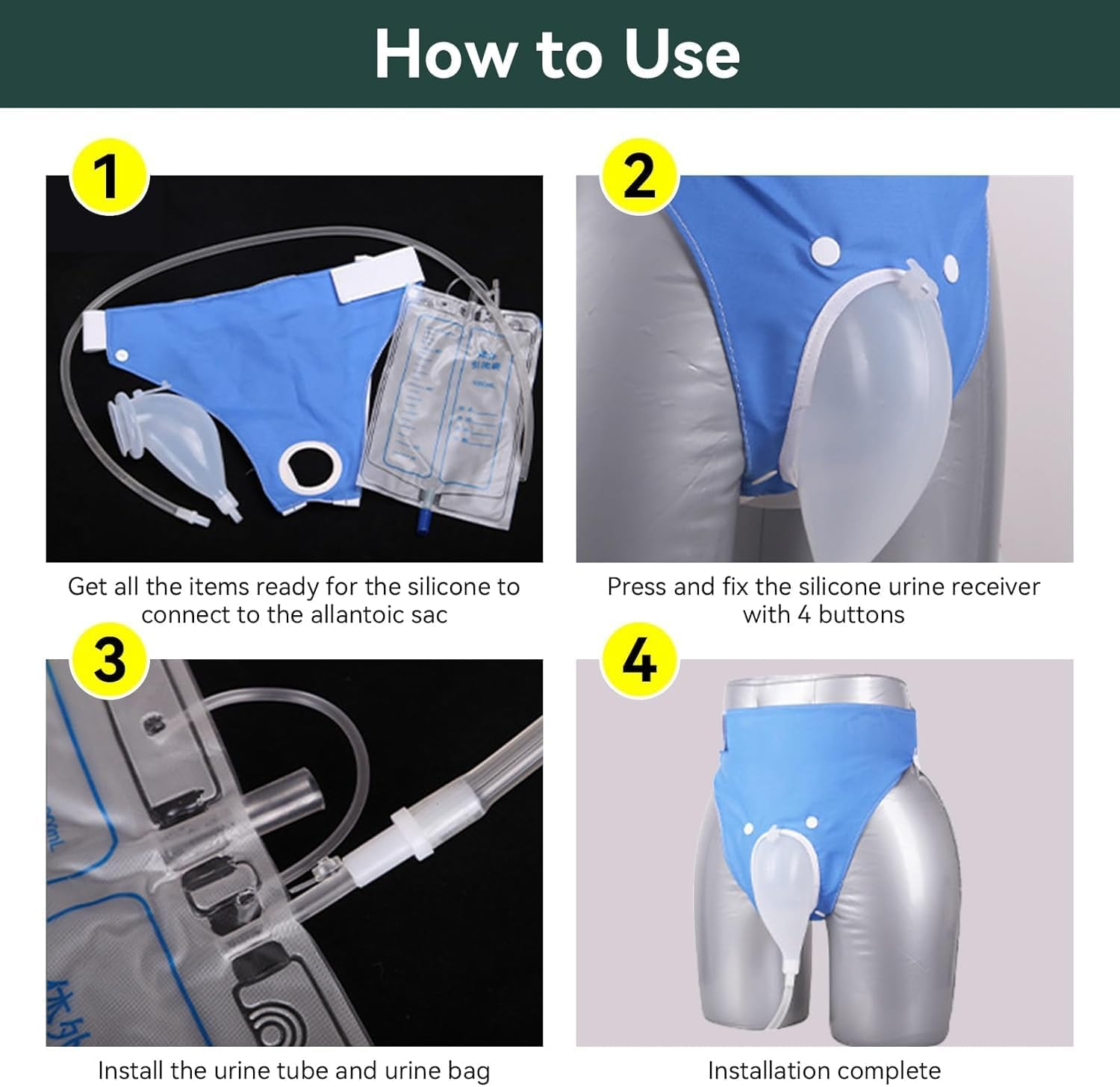 Wearable Collection System With Adjustable Straps, 1000 mL Capacity