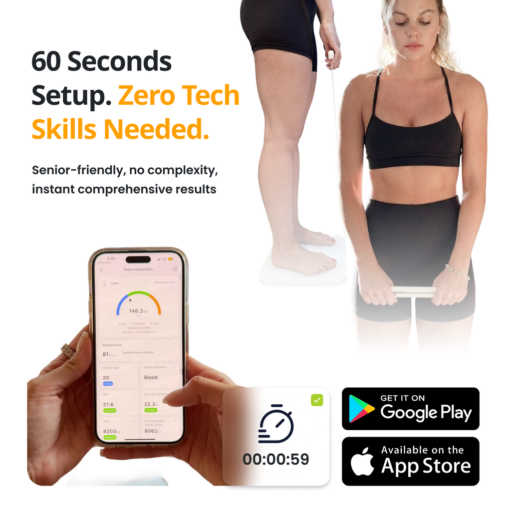 Tracker per il benessere: bilancia intelligente con sistema a 8 elettrodi per una composizione corporea dettagliata