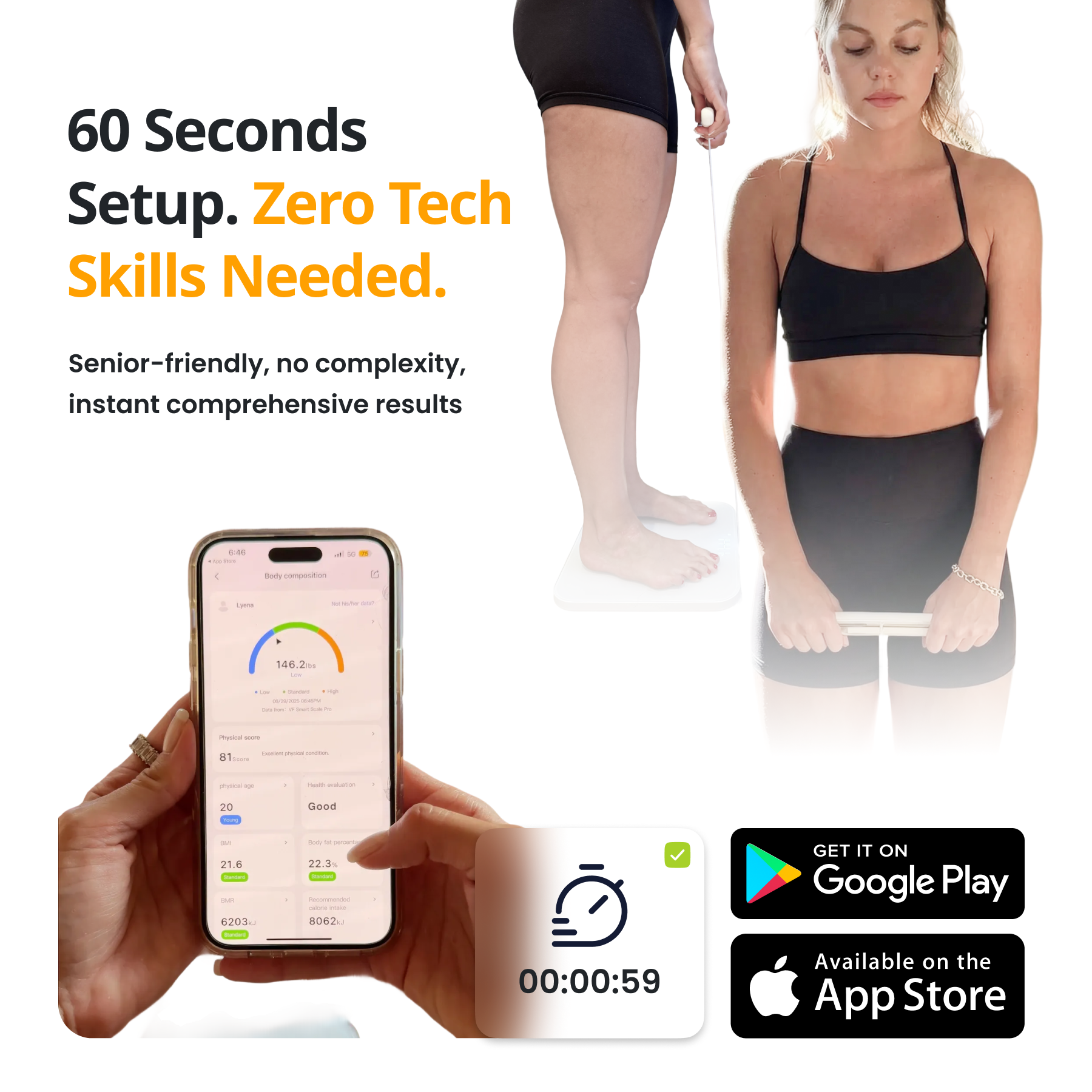 Tracker per il benessere: bilancia intelligente con sistema a 8 elettrodi per una composizione corporea dettagliata
