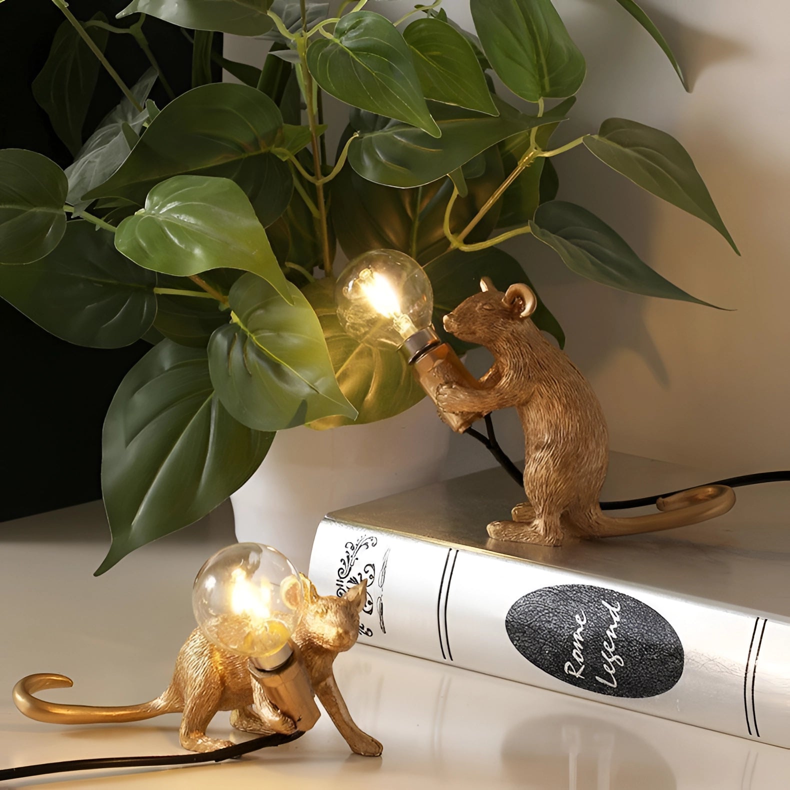 Whimsical Decor Gold Mouse Lamp With Playful Animal Design For Home