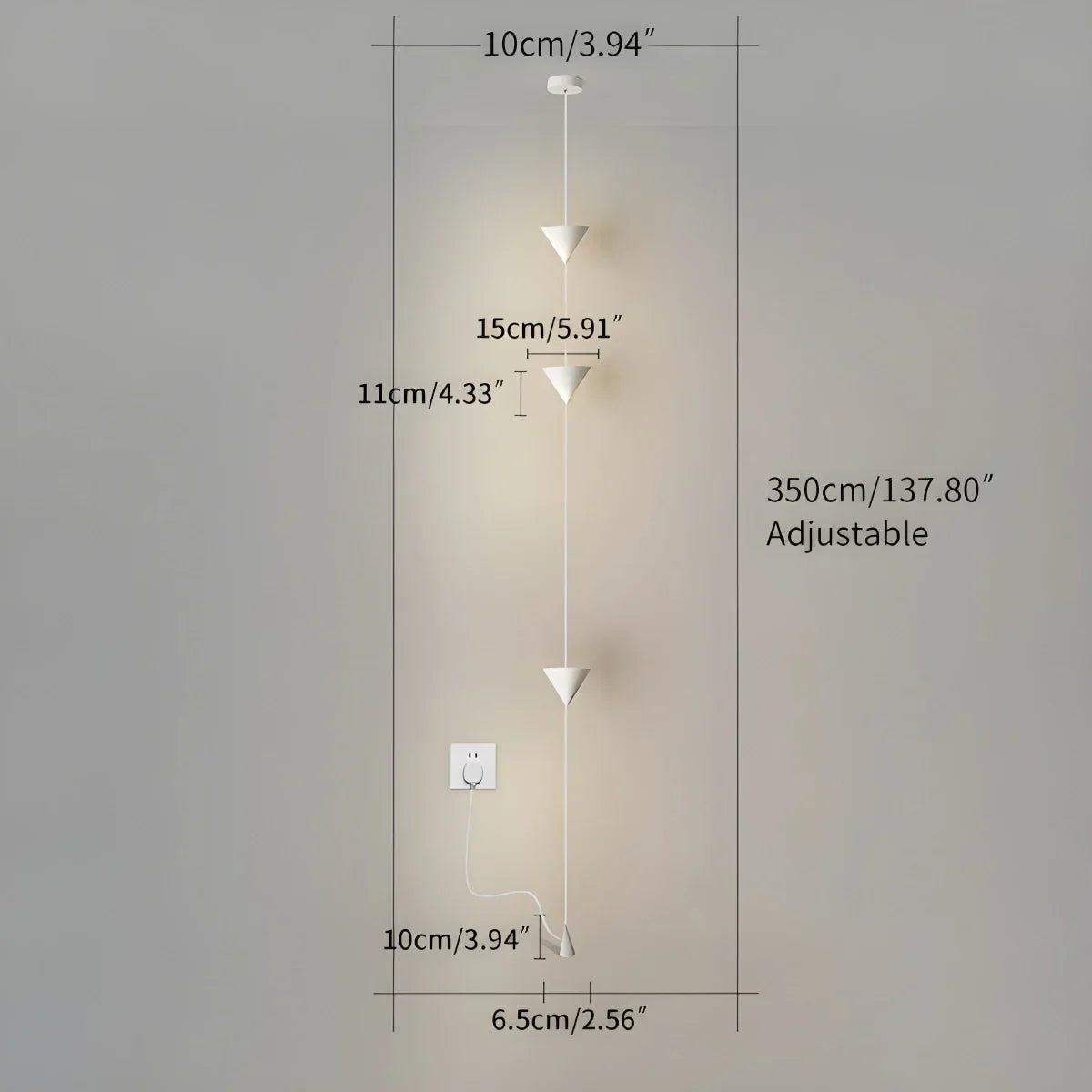 Stojací lampa s kuželovitým závěsným stínidlem a ambientním LED osvětlením