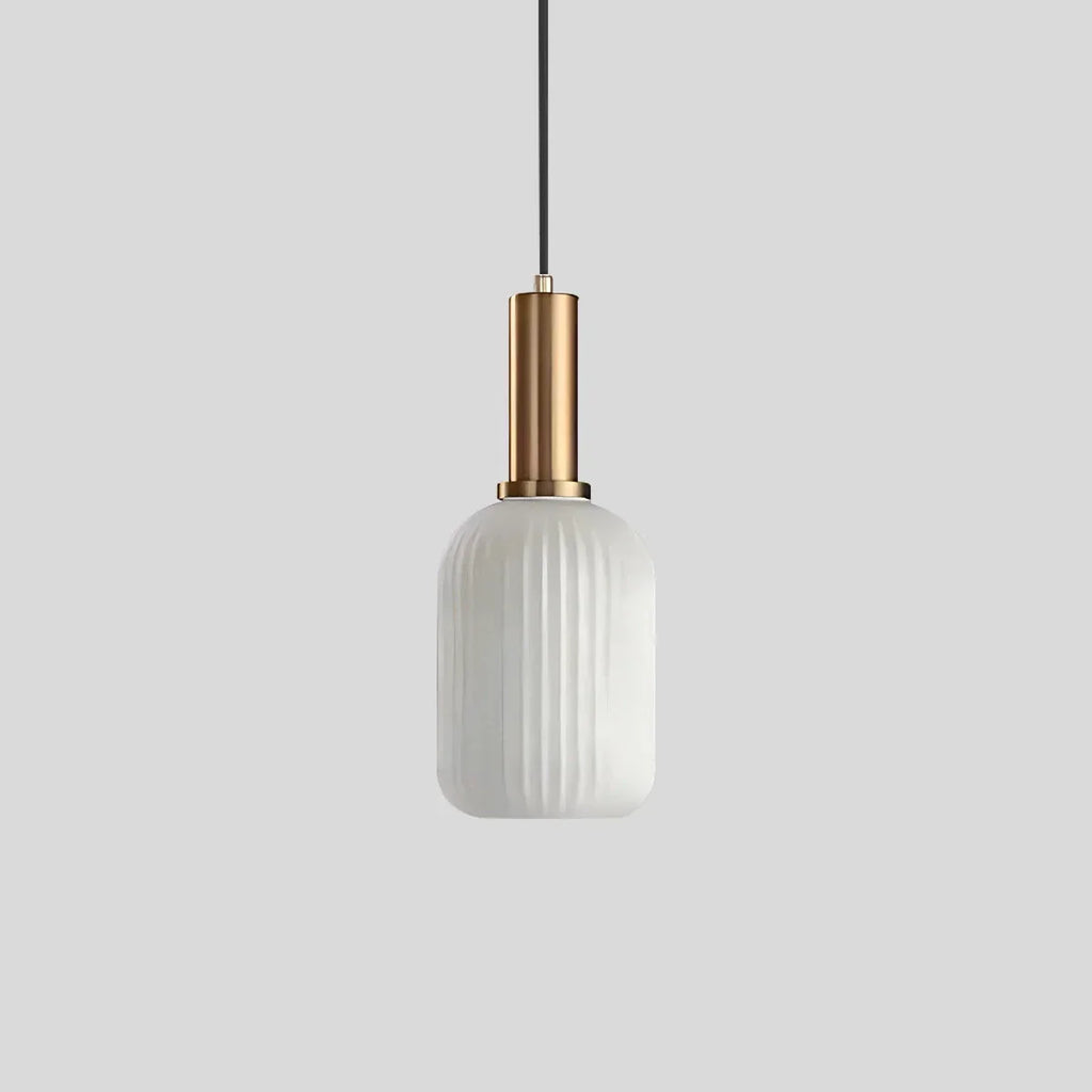 Nordic Glass Pendant Light With Striped Shade Design