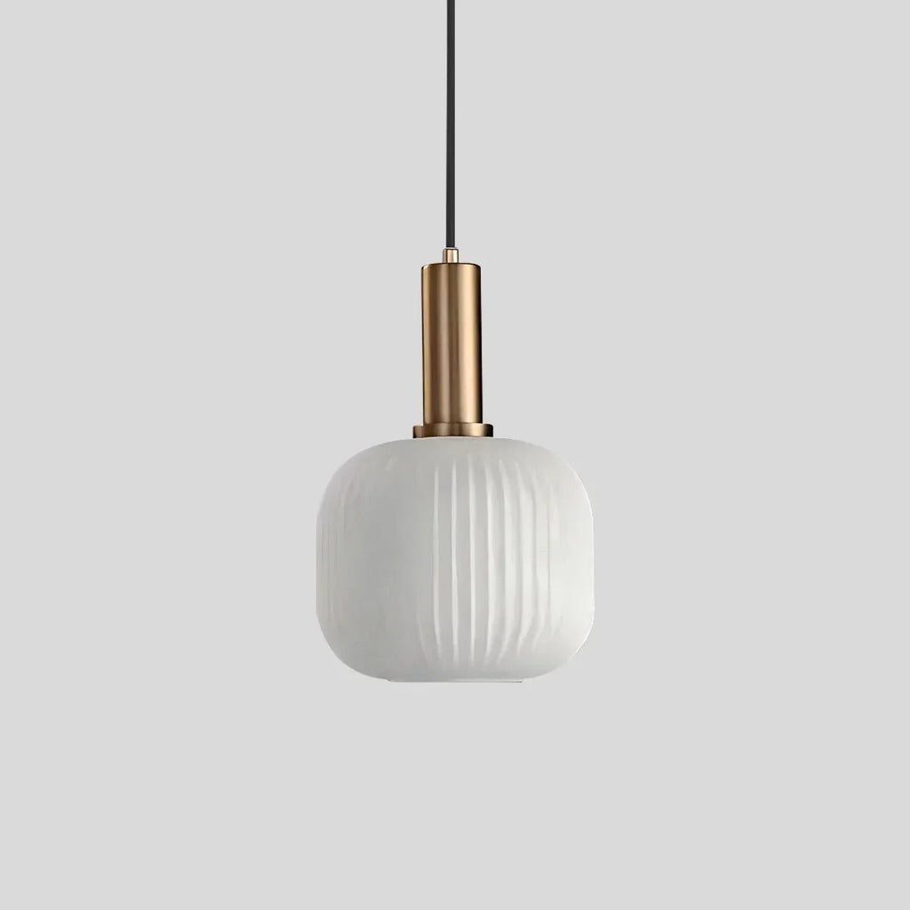 Nordic Glass Pendant Light With Striped Shade Design