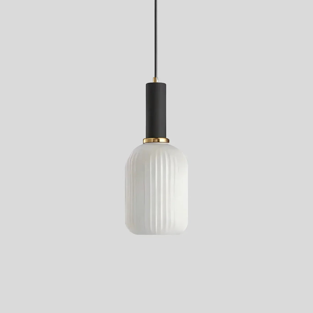 Nordic Glass Pendant Light With Striped Shade Design