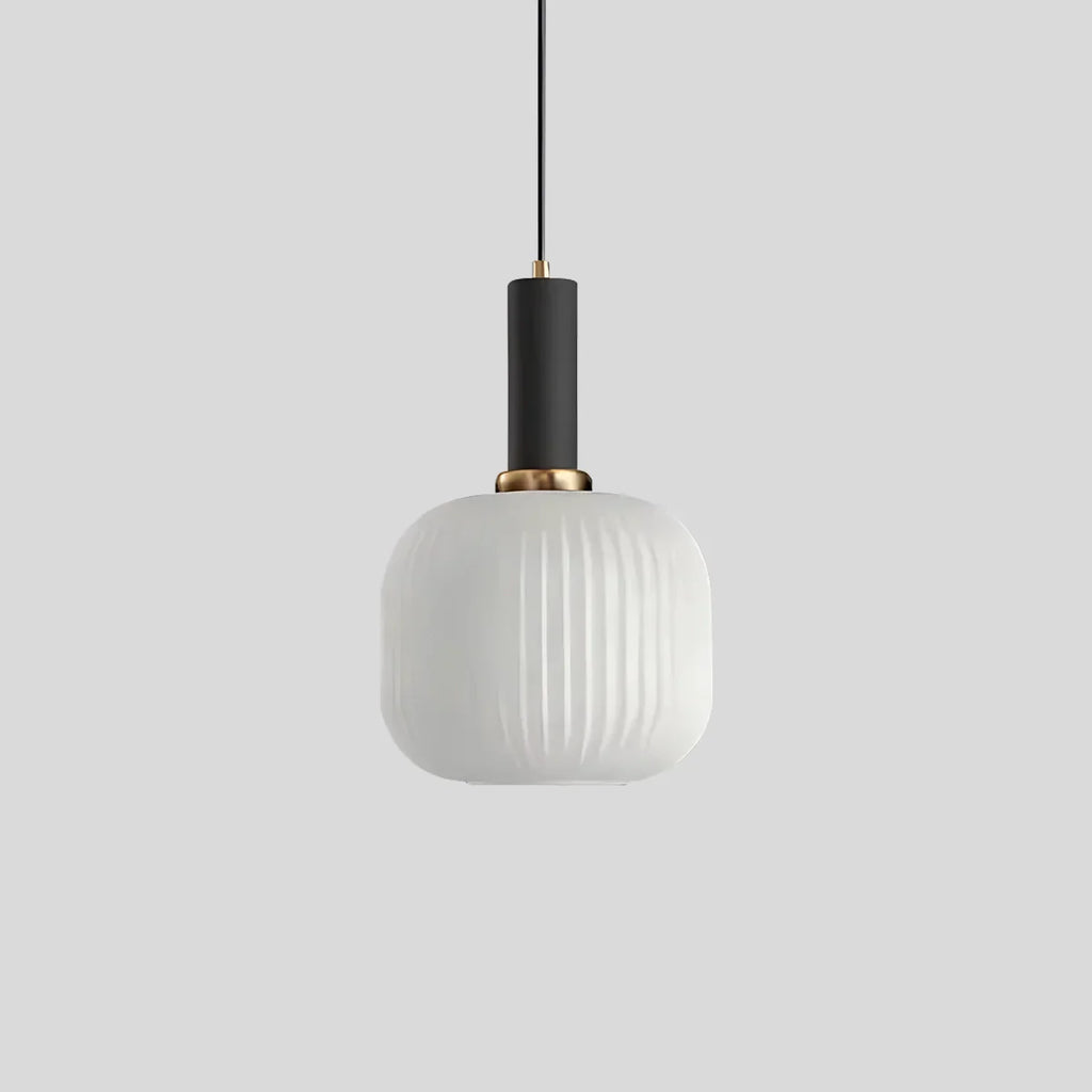 Nordic Glass Pendant Light With Striped Shade Design